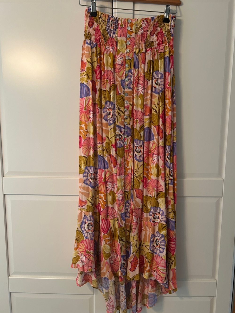 Smocked Waist Floral Maxi Skirt